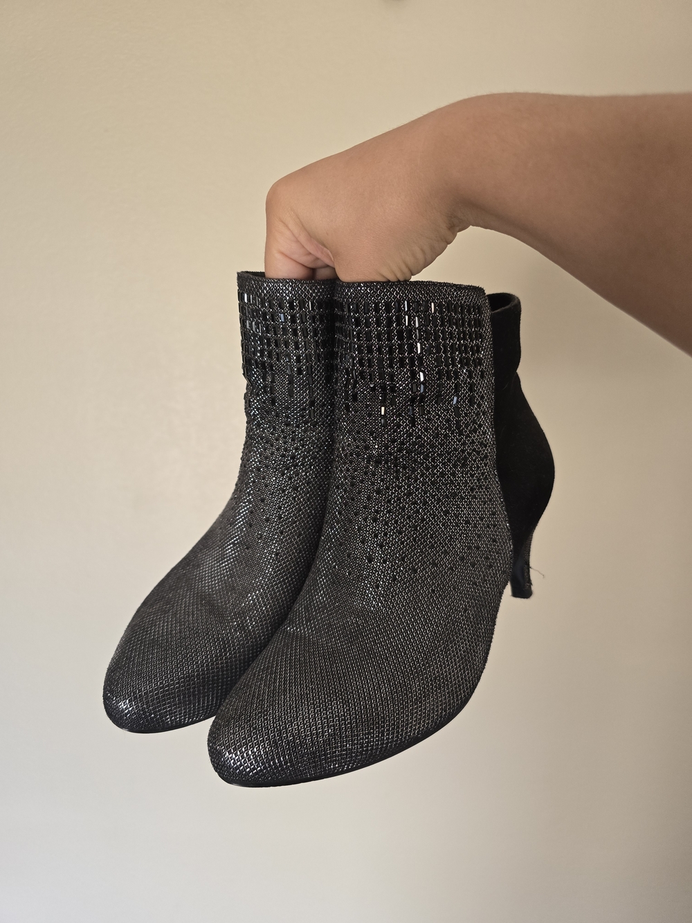 Midnight Velvet Black Sparkle Knit Ankle Booties